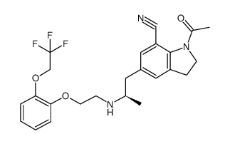 (R)-(-)-1-acetyl-5-(2-((2-(2-(2,2,2-trifluoroethoxy)phenoxy)ethyl)amino)propyl)indoline-7-carbonitrile Structure