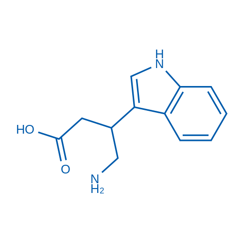 4-氨基-3-(1H-吲哚-3-基)丁酸结构式