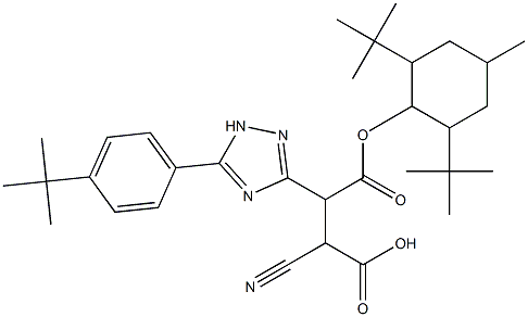 Butanedioic acid, 2-cyano-3-[5-[4-(1,1-dimethylethyl)phenyl]-1H-1,2,4-triazol-3-yl]-, 4-[2,6-bis(1,1-dimethylethyl)-4-methylcyclohexyl] ester Structure