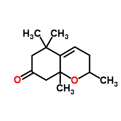 1,3,7,7-Tetramethyl-2-oxabicyclo[4.4.0]-5-decen-9-one Structure