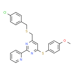 4-([(4-CHLOROBENZYL)SULFANYL]METHYL)-6-[(4-METHOXYPHENYL)SULFANYL]-2-(2-PYRIDINYL)PYRIMIDINE Structure