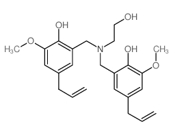 2-[[2-hydroxyethyl-[(2-hydroxy-3-methoxy-5-prop-2-enyl-phenyl)methyl]amino]methyl]-6-methoxy-4-prop-2-enyl-phenol structure