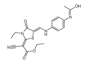 {5-[(4-Acetylamino-phenylamino)-methylene]-3-ethyl-4-oxo-thiazolidin-2-ylidene}-cyano-acetic acid ethyl ester Structure