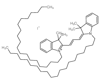 1-二十烷基-2-[(E)-3-(1-二十烷基-3,3-二甲基-1,3-二氢-2H-吲哚-2-亚基)-1-丙烯基]-3,3-二甲基-3H-吲哚碘化物结构式