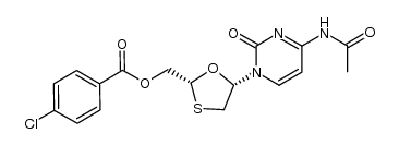 (2R,5S)-5-(4'-acetamido-2'-oxo-pyrimidin-1'-yl)-1,3-oxathiolane-2-methyl-(4'-chloro)-benzoate结构式