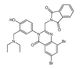 2-[[6,8-dibromo-3-[3-(diethylaminomethyl)-4-hydroxyphenyl]-4-oxoquinazolin-2-yl]methyl]isoindole-1,3-dione结构式