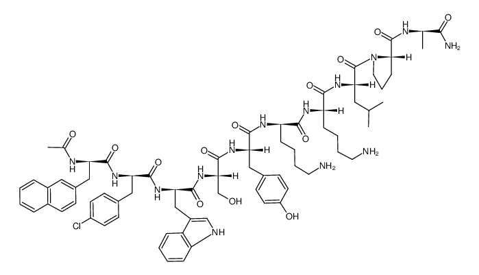 N-Ac-D-Nal-D-Cpa-D-Trp-Ser-Tyr-D-Arg-Arg-Leu-Pro-D-Ala-NH2结构式