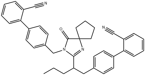 [1,1'-Biphenyl]-2-carbonitrile, 4'-[[2-[1-[(2'-cyano[1,1'-biphenyl]-4-yl)methyl]butyl]-4-oxo-1,3-diazaspiro[4.4]non-1-en-3-yl]methyl]-