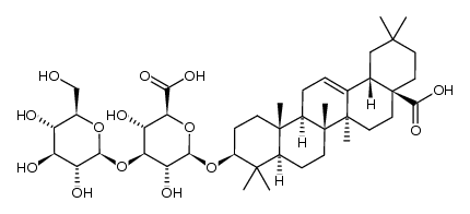 [(3β)-17-Carboxy-28-norolean-12-en-3-yl]3-O-β-D-glucopyranosyl-β-D-glucopyranosiduronic acid结构式