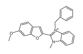 1-benzyl-2-(6-methoxy-benzofuran-2-yl)-3-methyl-benzoimidazolium结构式