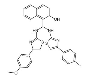 1-{[4-(4-methoxy-phenyl)-thiazol-2-ylamino]-(4-p-tolyl-thiazol-2-ylamino)-methyl}-naphthalen-2-ol Structure