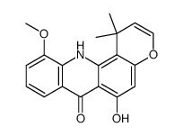 3,12-dihydro-6-hydroxy-11-methoxy-1,1-dimethyl-2H-pyrano(1,2-c)acridin-7-one结构式