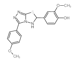 2-methoxy-4-(3-(4-methoxyphenyl)-5,6-dihydro[1,2,4]triazolo[3,4-b][1,3,4]thiadiazol-6-yl)phenol (en)Phenol, 4-[5,6-dihydro-3-(4-methoxyphenyl)-1,2,4-triazolo[3,4-b][1,3,4]thiadiazol-6-yl]-2-methoxy- (en)结构式