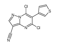 5,7-dichloro-6-thiophen-3-ylpyrazolo[1,5-a]pyrimidine-3-carbonitrile结构式