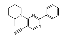 4-(2-methylpiperidin-1-yl)-2-phenylpyrimidine-5-carbonitrile结构式