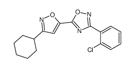 3-(2-chlorophenyl)-5-(3-cyclohexyl-1,2-oxazol-5-yl)-1,2,4-oxadiazole结构式