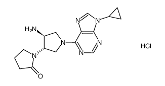 1-((3S,4S)-4-amino-1-(9-cyclopropyl-9H-purin-6-yl)pyrrolidin-3-yl)pyrrolidin-2-one hydrochloride结构式