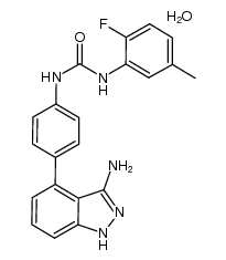 N-[4-(3-amino-1H-indazol-4-yl)phenyl]-N'-(2-fluoro-5-methylphenyl)urea monohydrate结构式