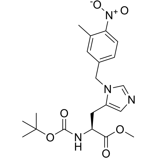 N-Boc-3-(3-甲基-4-硝基苄基)-L-组氨酸甲酯结构式