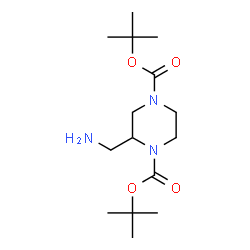 1,4-di-tert-butyl 2-(aminomethyl)piperazine-1,4-dicarboxylate Structure