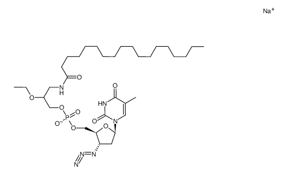 3'-azido-3'-deoxy-5'-(3-octadecanamido-2-ethoxypropyl)phosphothymidine结构式