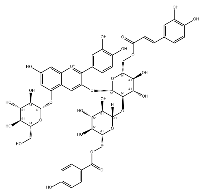 矢车菊素-3-O-[6-O-反式-咖啡酰-(6-O-P-苯甲酰-2-O-Β-葡萄糖苷)]-Β-葡萄糖苷)-5-O-Β-葡萄糖苷图片