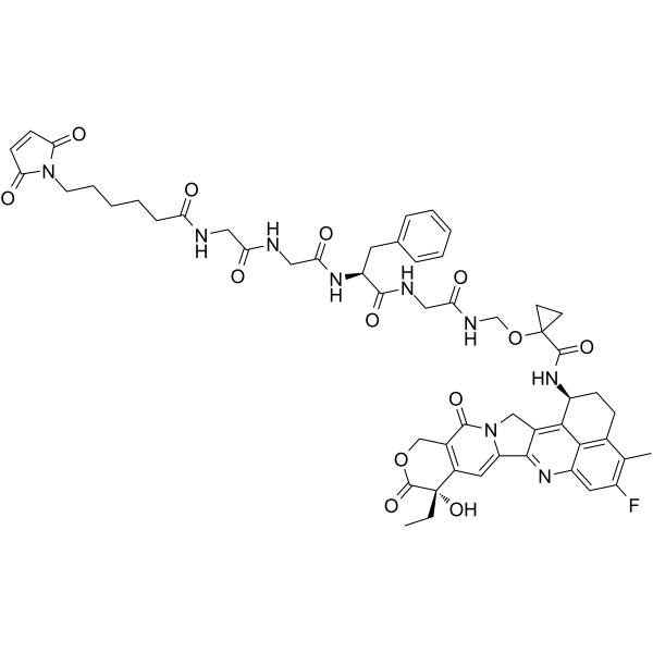 MC-Gly-Gly-Phe-Gly-amide-cyclopropanol-amide-Exatecan结构式