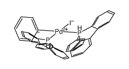 cis-PhPdI(1-phenyldibenzophosphole)2 Structure