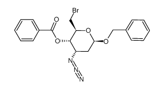 benzyl 3-azido-4-O-benzoyl-6-bromo-2,3,6-tridesoxy-β-D-ribo-hexopyranoside Structure