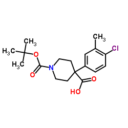 4-(4-Chloro-3-methylphenyl)-1-{[(2-methyl-2-propanyl)oxy]carbonyl}-4-piperidinecarboxylic acid结构式