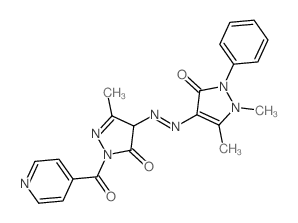 1,5-dimethyl-4-[[3-methyl-5-oxo-1-(pyridine-4-carbonyl)-4H-pyrazol-4-yl]diazenyl]-2-phenyl-pyrazol-3-one structure