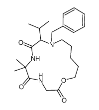 10-benzyl-6,6-dimethyl-9-(1-methylethyl)-1-oxa-4,7,10-triazacyclopentadecane-2,5,8-trione Structure