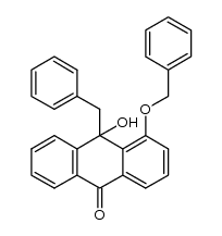 10-benzyl-4-(benzyloxy)-10-hydroxyanthracen-9(10H)-one结构式