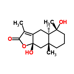 4,8-二羟基桉叶-7(11)-烯-12,8-内酯结构式