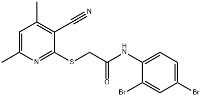 2-(3-cyano-4,6-dimethylpyridin-2-yl)sulfanyl-N-(2,4-dibromophenyl)acetamide结构式