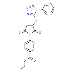 ethyl 4-{2,5-dioxo-3-[(1-phenyl-1H-tetrazol-5-yl)sulfanyl]pyrrolidin-1-yl}benzoate结构式