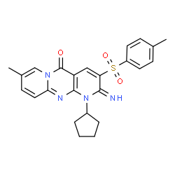 1-cyclopentyl-2-imino-8-methyl-3-[(4-methylphenyl)sulfonyl]-1,2-dihydro-5H-dipyrido[1,2-a:2,3-d]pyrimidin-5-one Structure