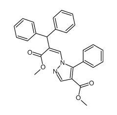 1-(2-methoxycarbonyl-3,3-diphenyl-propenyl)-5-phenyl-1H-pyrazole-4-carboxylic acid methyl ester结构式