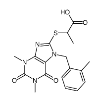 2-[1,3-dimethyl-7-[(2-methylphenyl)methyl]-2,6-dioxopurin-8-yl]sulfanylpropanoic acid Structure