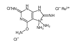 ruthenium(3+),O-(2,7,7,8-tetraaminopurin-7-ium-6-yl)hydroxylamine,trichloride Structure