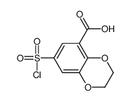 7-(chlorosulphonyl)-2,3-dihydro-1,4-benzodioxin-5-carboxylic acid structure