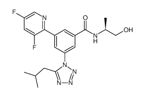 3-(3,5-difluoropyridin-2-yl)-N-((S)-2-hydroxy-1-methylethyl)-5-(5-isobutyltetrazol-1-yl)benzamide Structure