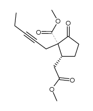 (1R,2S)-2-(Methoxycarbonyl)-3-oxo-2-(2-pentinyl)cyclopentanessigsaeure-methylester结构式