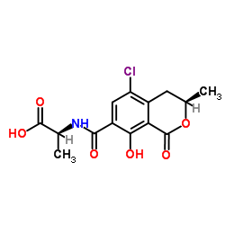 N-{[(3R)-5-Chloro-8-hydroxy-3-methyl-1-oxo-3,4-dihydro-1H-isochromen-7-yl]carbonyl}-L-alanine Structure