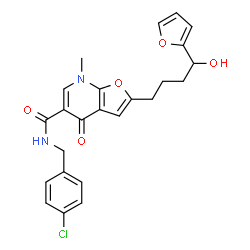 Furo[2,3-b]pyridine-5-carboxamide,N-[(4-chlorophenyl)methyl]-2-[4-(2-furanyl)-4-hydroxybutyl]-4,7-dihydro-7-methyl-4-oxo-结构式