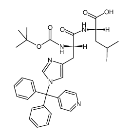 Na-(tert-butoxycarbonyl)-Nt-(diphenyl(pyridin-4-yl)methyl)-L-histidyl-L-leucine Structure