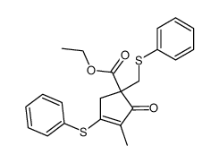 ethyl 3-methyl-2-oxo-4-(phenylthio)-1-((phenylthio)methyl)cyclopent-3-ene-1-carboxylate结构式