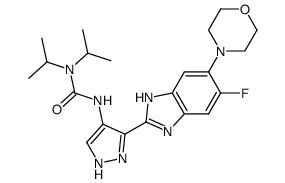 3-[3-(5-fluoro-6-morpholin-4-yl-1H-benzimidazol-2-yl)-1H-pyrazol-4-yl]-1,1-diisopropylurea Structure