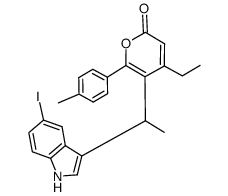 4-ethyl-5-(1-(5-iodo-1H-indol-3-yl)ethyl)-6-p-tolyl-2H-pyran-2-one结构式