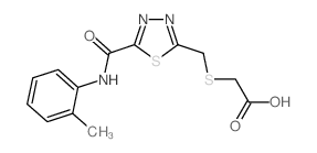 {[(5-{[(2-Methylphenyl)amino]carbonyl}-1,3,4-thiadiazol-2-yl)methyl]thio}acetic acid structure